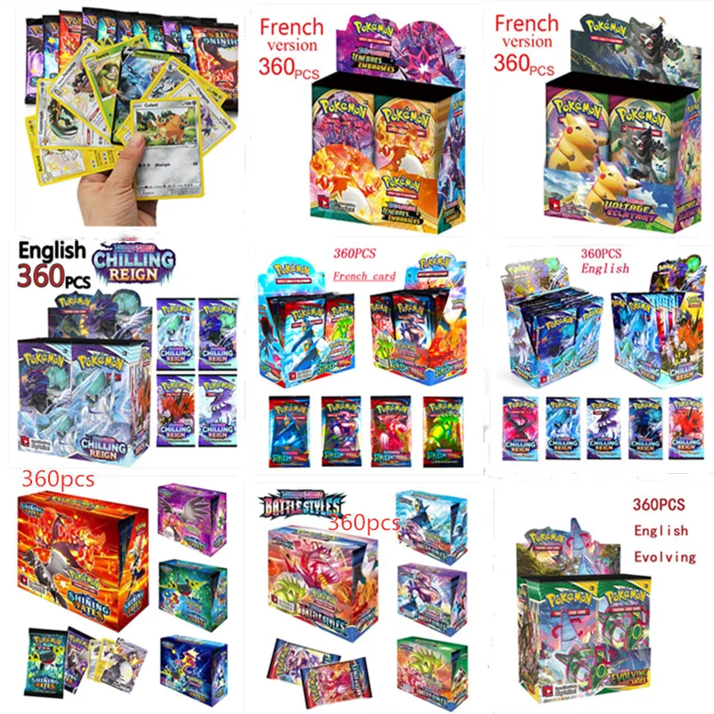 

360Pcs Pokemon Cards French Evolving Skies TCG: Sword & Shield Booster Box Trading Card Game Collection Toys Christmas Gifts