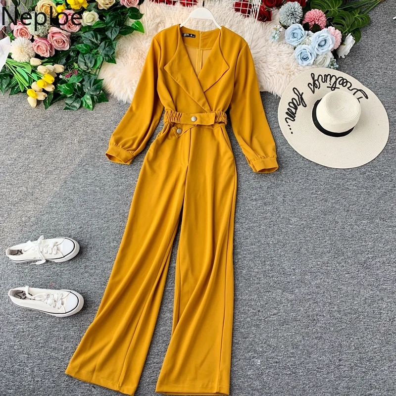 Женские однотонные комбинезоны с высокой талией весна 2020 боди длинным рукавом и