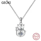 Ожерелье Geoki с подвеской в виде кошки из серебра 0,3 пробы с муассанитом, 925 карата