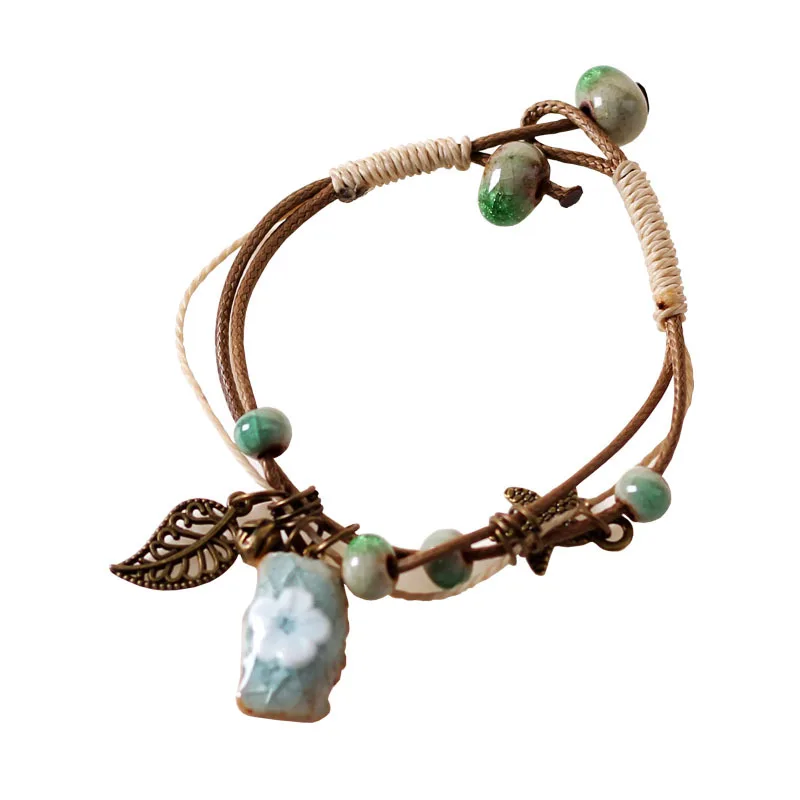 Модный очаровательный керамический браслет в этническом стиле с цветочным