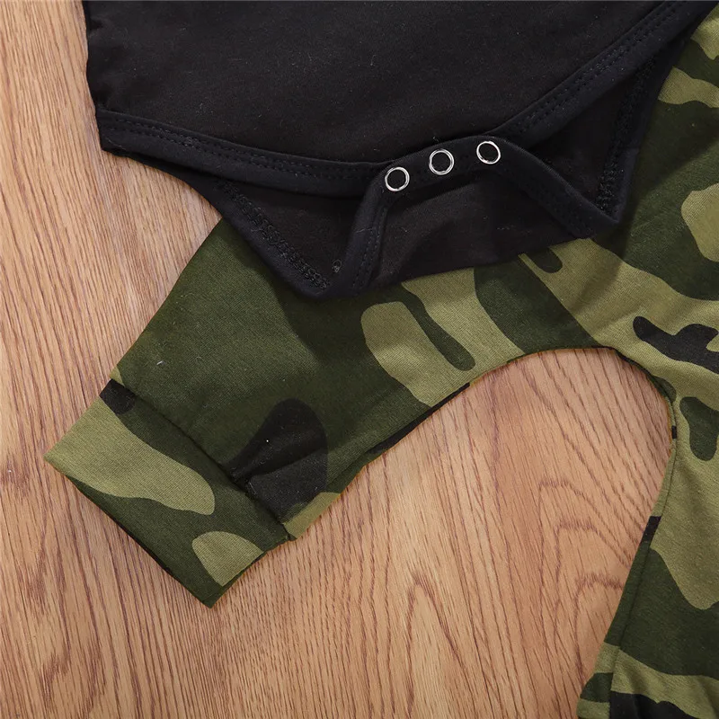 

Newborn Baby Boys Clothing Newborn Baby Summer Short Sleeve Letter Print Top Romper Jumpsuit Camouflage Long Pants Outfits 0-12M
