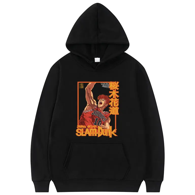 

Harajuku 90s Anime SLAM DUNK Hanamichi Sakuragi Printed Hoodie Fashion Cool Men Women Cotton Street Sweatshirt Unisex Clothes