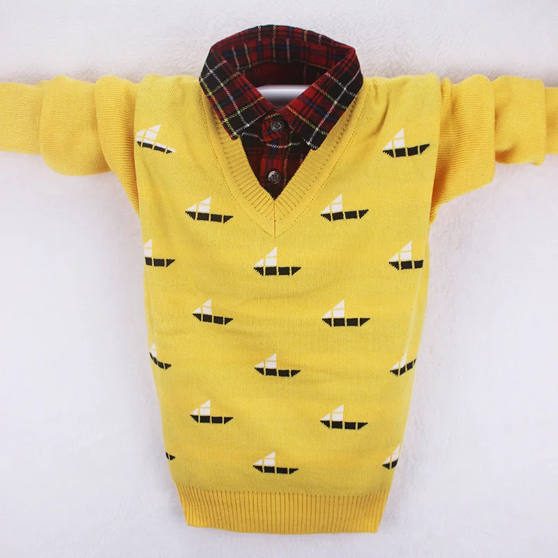 Детский свитер для мальчиков Осень зима 2019 Трикотажная хлопковая одежда малышей