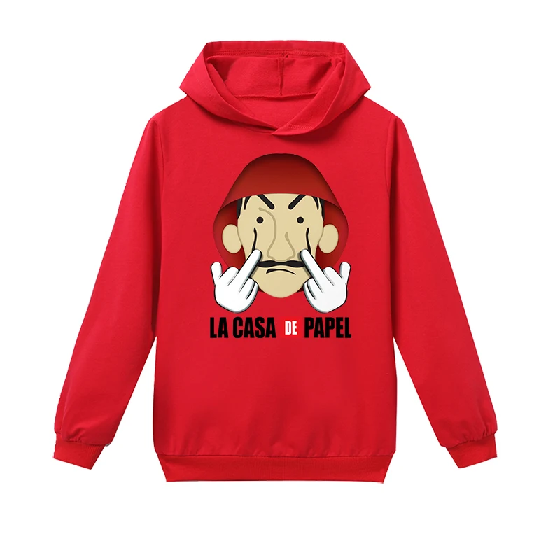 

Autumn Children Sweatshirt House of Paper Cartoon Hoodie Money Heist La Casa De Papel Boys Hoodies Style Baby Clothes Girl Tops