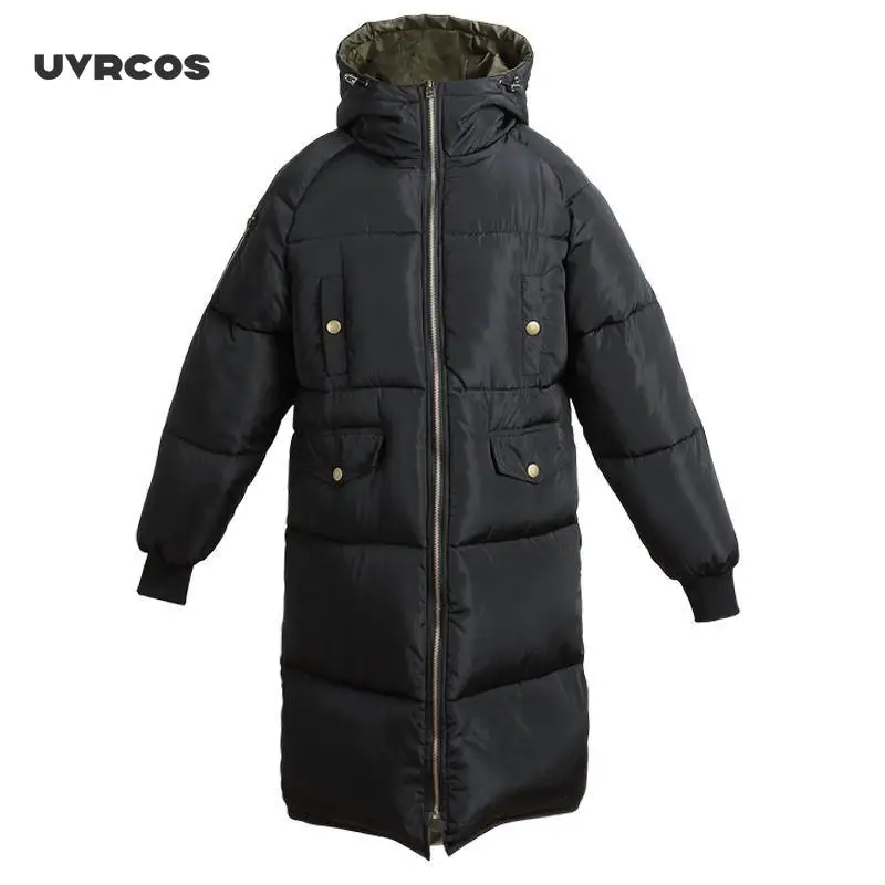 

UVRCOS Oversize Coat Women Autumn Winter Jacket Women Parka Thick Long Down Cotton Coat Hooded Women And Men Couple Puffer Jacke