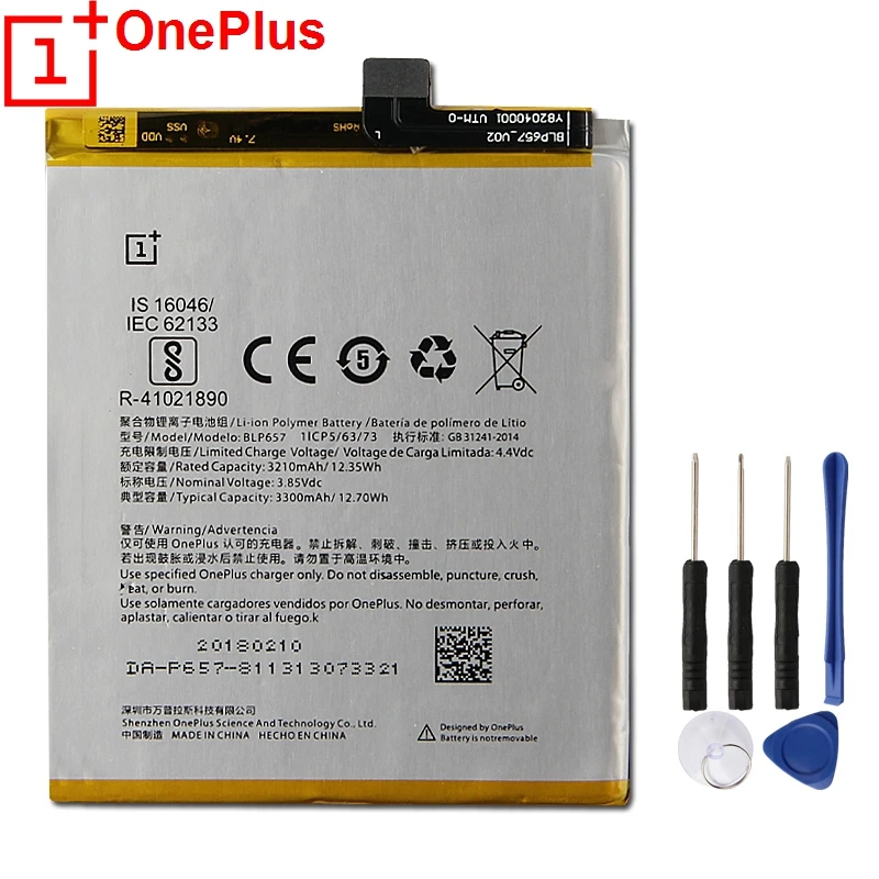 OnePlus Сменный аккумулятор для телефона BLP657 для 1+ 6 OnePlus 6 настоящая батарея для телефона с бесплатными инструментами 3300 мАч