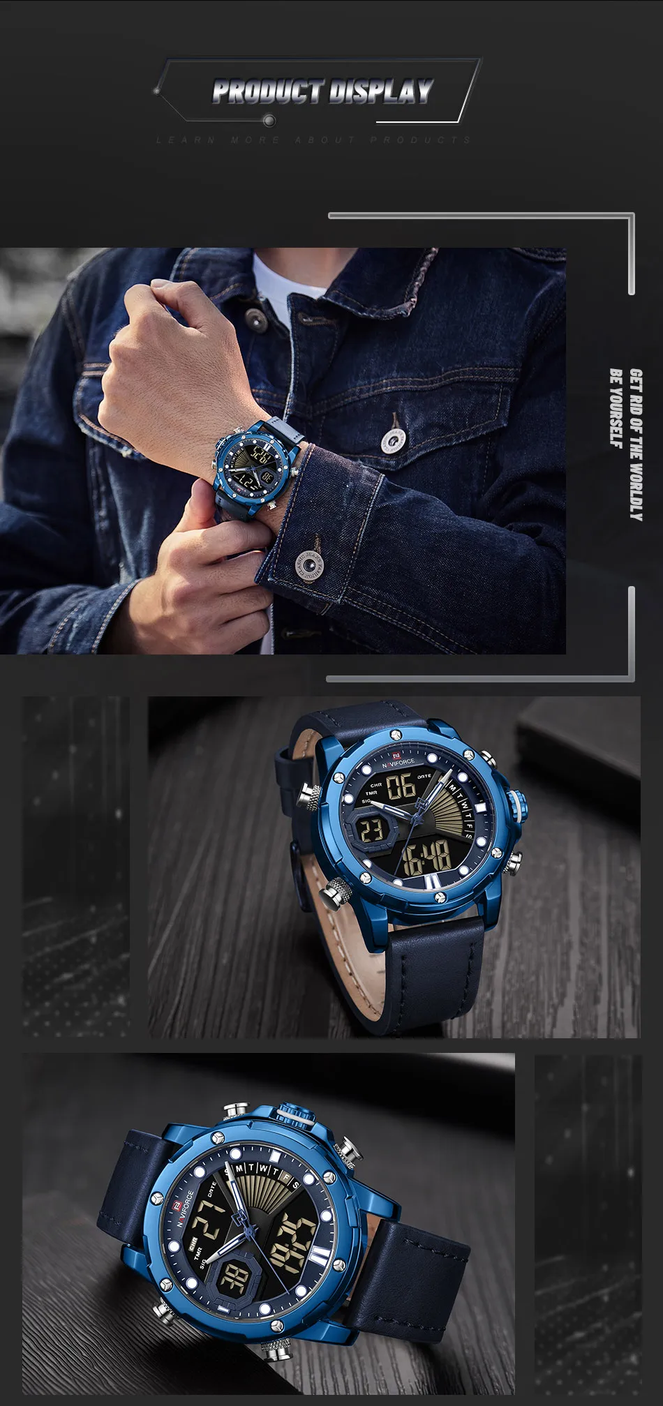 Naviforce аналоговые цифровые часы мужские мужские часы светодиодные цифровые мужские часы спортивные 30 м водонепроницаемые Модные наручные часы Мужские часы