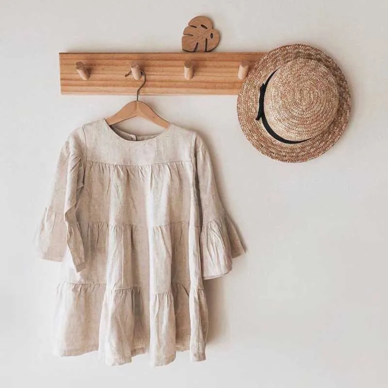 Женское льняное платье MILANCEL с расклешенным рукавом летнее для девочек 2020 |