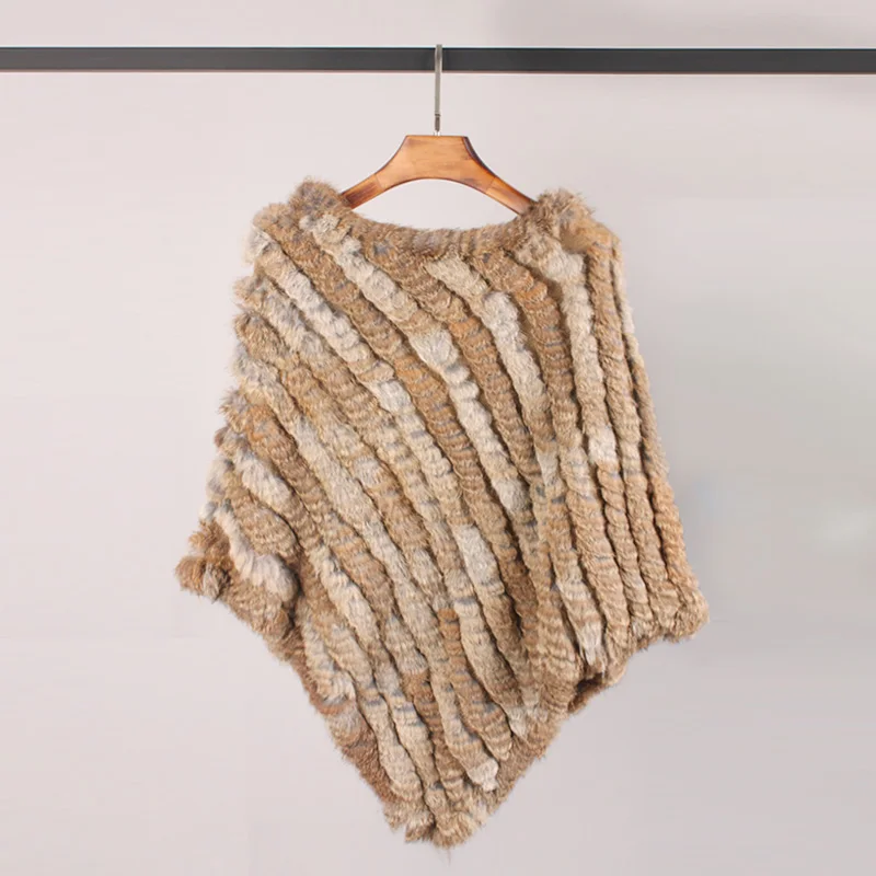 Женское винтажное пончо из натурального кроличьего меха женская вязаная накидка