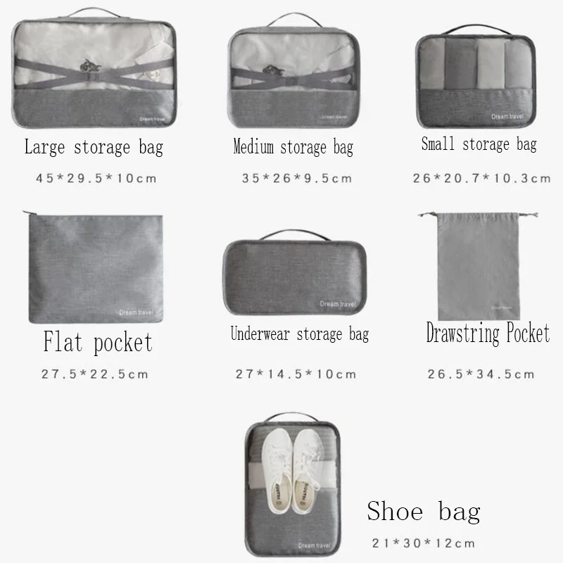 7 шт. органайзер для одежды путешествий сумка хранения косметики чехол костюма