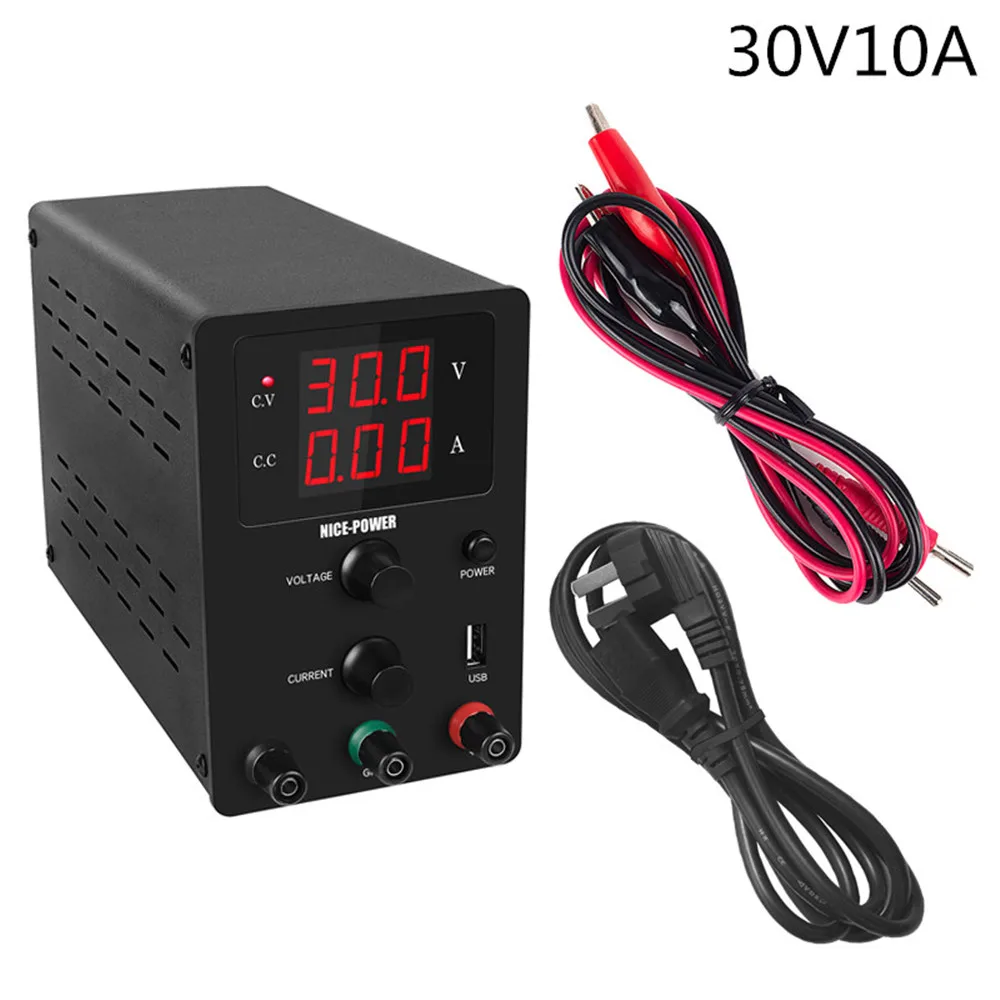 R-30V 10A-black Регулируемый лабораторный источник питания постоянного тока переменный 30 в 10 А Регулируемый силовой модуль цифровой импульсный источник питания 60 в 5 а цифровой - Цвет: R-30V 10A-black