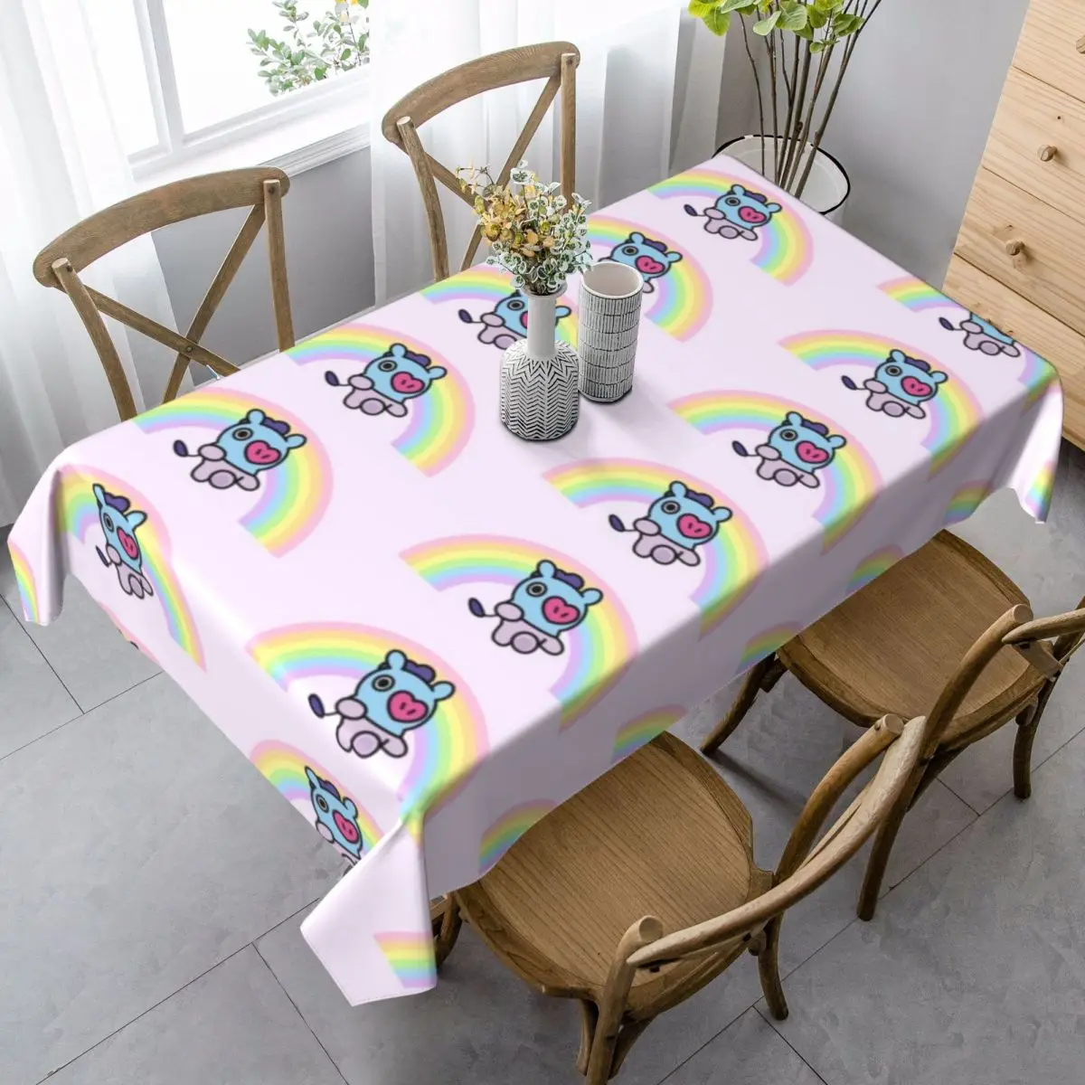 

Rainbow Tablecloth Cheap Waterproof Table Cover Birthday Party Custom Decoration Polyester Table Cloth