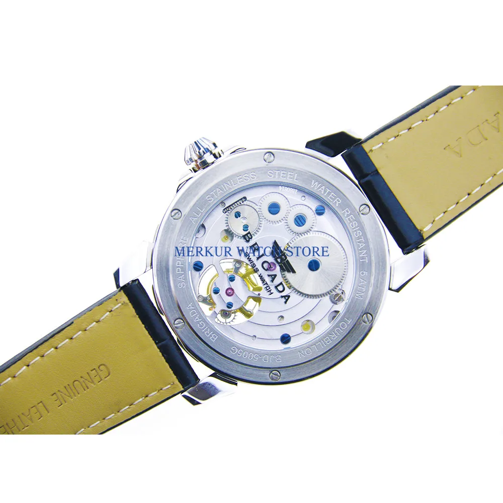 Sugess мужские часы летающие механические Tourbillon механизм Skelenton Роскошные 24 часа запас хода карусель часы