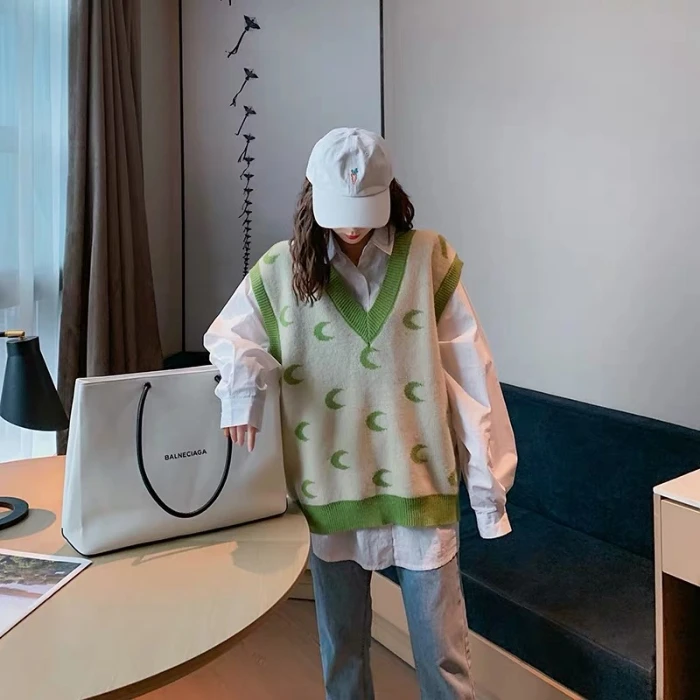 Женский вязаный жилет большого размера свободная верхняя одежда без рукавов с