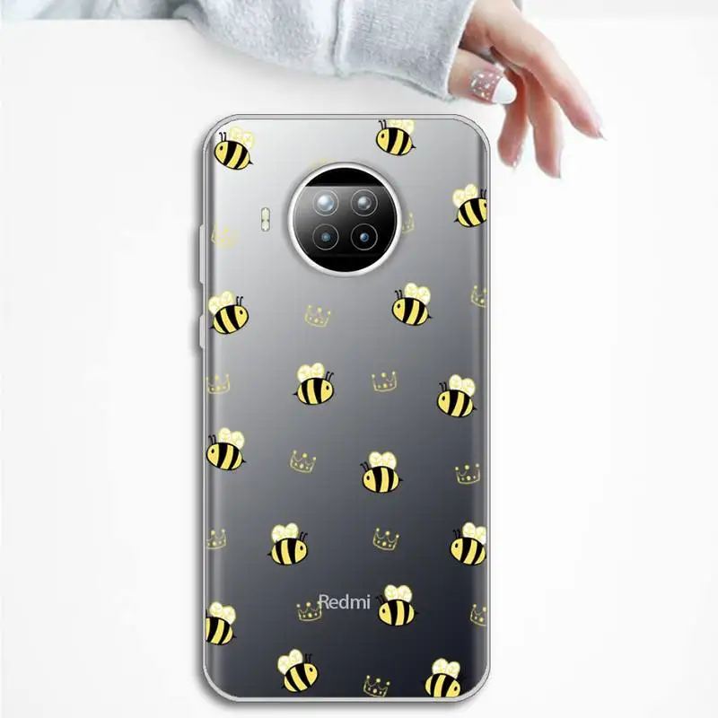 

Love Heart Cute bee Phone Case Transparent Clear for Xiaomi Redmi note 10 t 8 9 pro lite 11