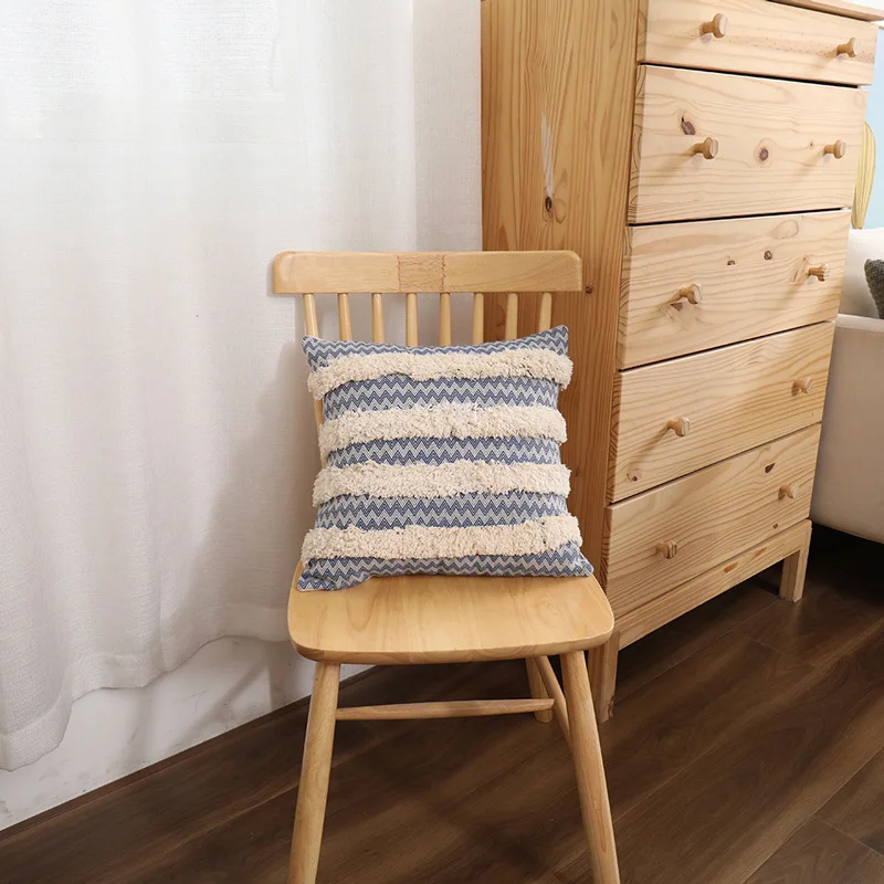 

45*45 Single Side Geometric Knitted Throw Cushion Cover Tufted Embroidery Office Home Decor Sofa Bed Decorative Pillowcase 40015