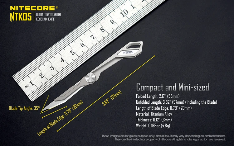NITECORE NTK05 UltraTiny титановый брелок нож Мини Многофункциональный складной охотничий кемпинг Рыбалка Открытый