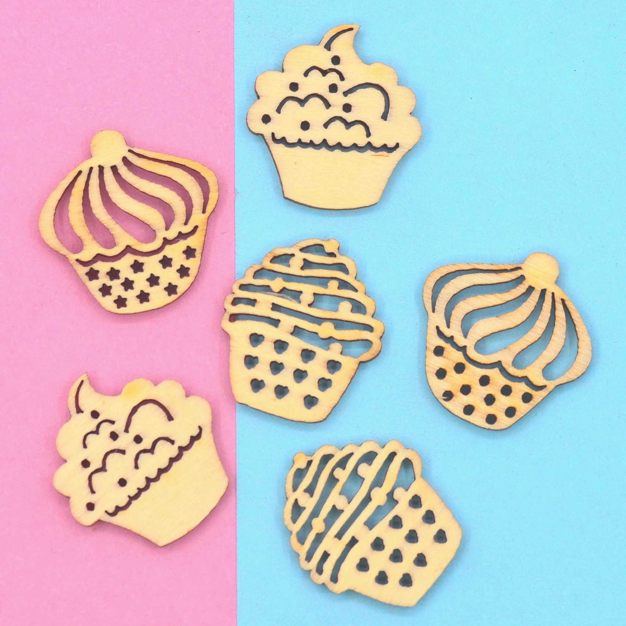 

20PCS Unfinished Wooden Cutouts Cupcake Embellishments Wood Blank Slices For Kids Painting Scrapbook Decorating Supplies