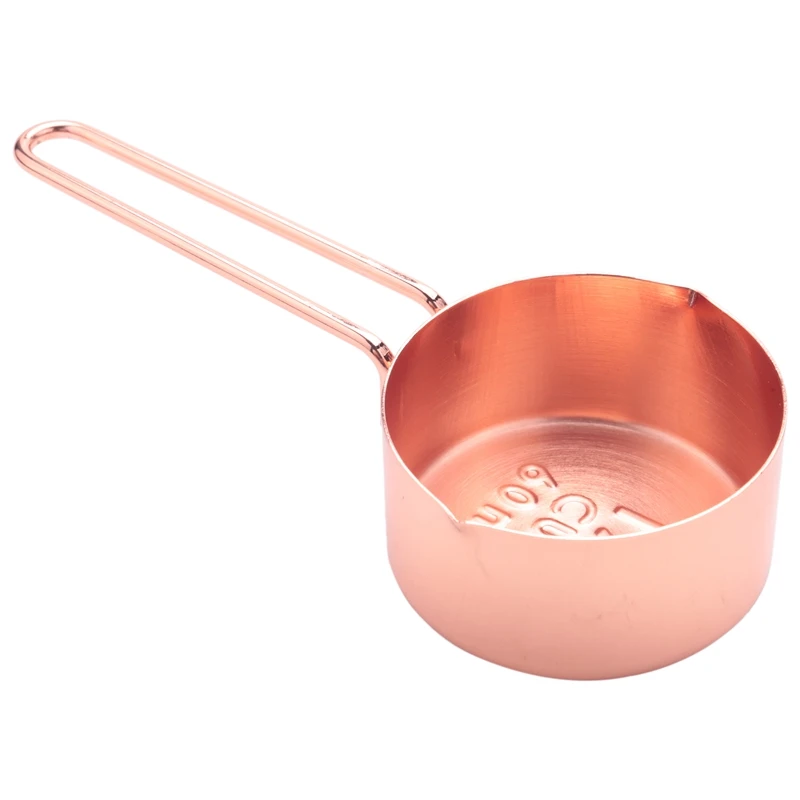 

Rose gold Stainless Steel Measuring Cups and Spoons set of 8 Engraved Measurements,Pouring Spouts & Mirror Polished for Baking a