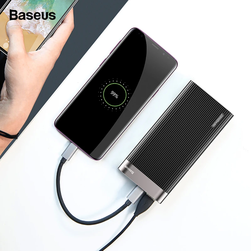 Baseus 20000 мАч Внешний аккумулятор светодиодный дисплей Быстрая зарядка 3,0 двойной usb type-C PD выход Быстрая зарядка внешний аккумулятор