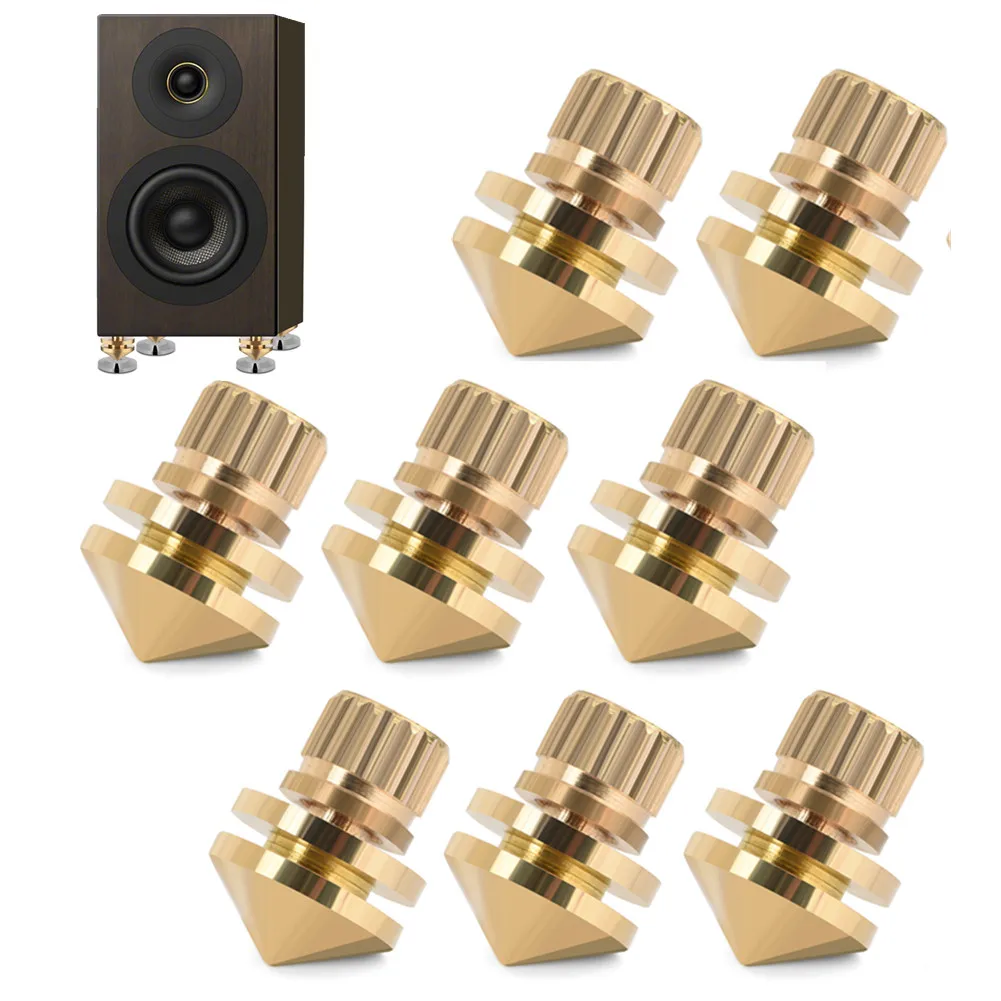 

8 Pcs Copper Speaker Suspension Spikes Isolation Stands Foot Base Pad