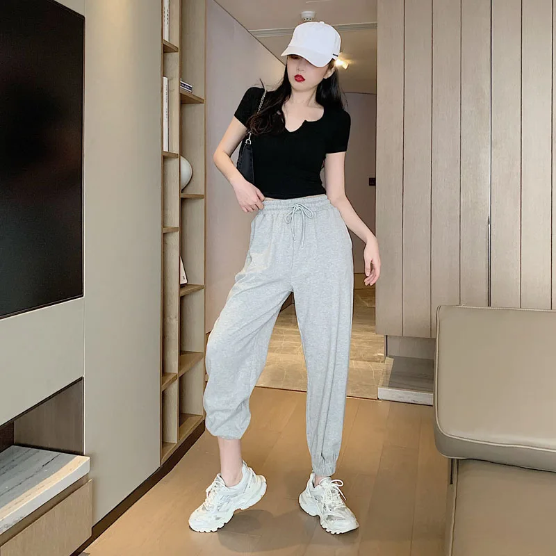 

Gray Sports Jogger Pants Women's 2021 New Spring and Summer Loose High Waist Casual Pants Slim All-Matching Harem Pants