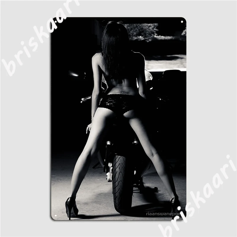

Sexy Bike Silhouette Metal Signs Wall pub Customize Garage Decoration Mural Tin sign Posters