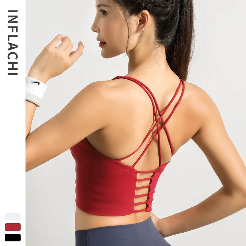 

Sports Top Vest Beauty Back Sports Bra Top Shock-Proof Gathering High-Intensity Sport Yoga Underwear Fitness Bra