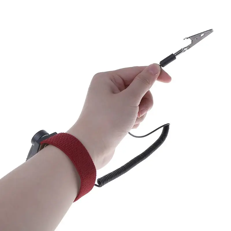 

Anti-Static Wrist Strap Discharge Band Adjustable Bracelet Grounding Wire Alligator Clip Wristband