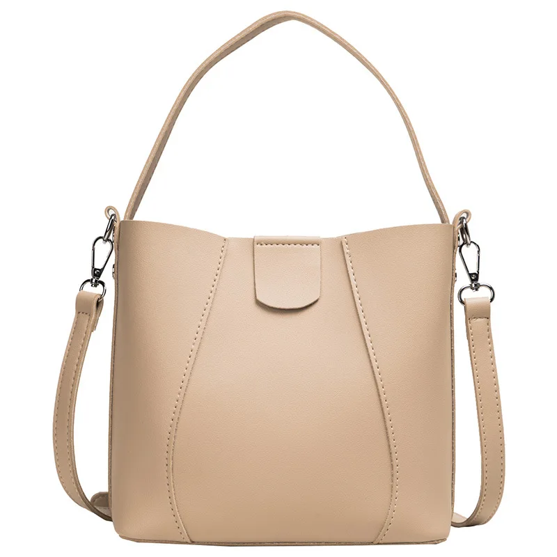 

PU Leather Bucket Bag 2020 Spring New Style Fashion Simple Bucket Shoulder Bag Cool Shoulder Bag