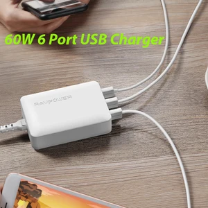 ravpower ismart fast charger 6 port usb charger 60w desktop charging station for iphone samsung xiaomi huawei docking charger free global shipping