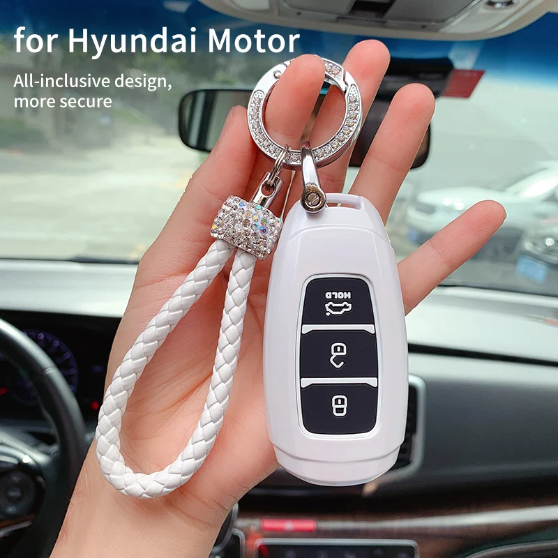 

PU Car Remote Key Case Cover Holder Shell Fob For Hyundai Fista Lafesta Santa KONA Solaris Azera Palisade Grandeur