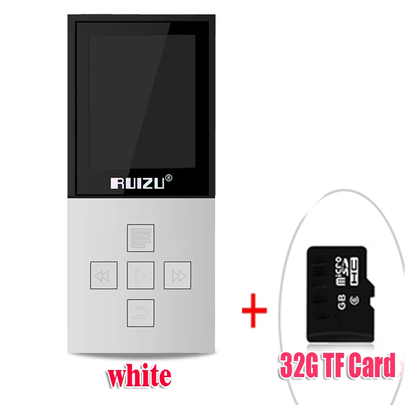 WhiteWith32GBTFcard RUIZU X18 Bluetooth спортивные MP3 плеер с 8 г дой-Пак playing130Hours высокого качества без потерь Регистраторы FM для говорить - Цвет: WhiteWith32GBTFcard
