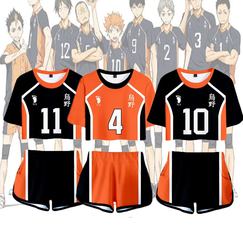 

Haikyuu Shoyo Hinata Cosplay Costume Volleyball Juvenile Anime Character Shorts T-shirt Set Women Men Sportswear Shirt Jerseys