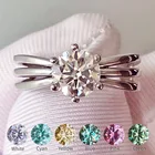 Многослойный дизайн D Color VVS 1CT кольцо из муассанита круглой огранки 1 карат Стерлинговое серебро S925 2022 года Новые трендовые обручальные кольца с бриллиантами