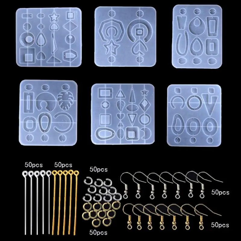 

1 Set Crystal Epoxy Resin Mold Earring Pendent Casting Silicone Mould Craft Tool