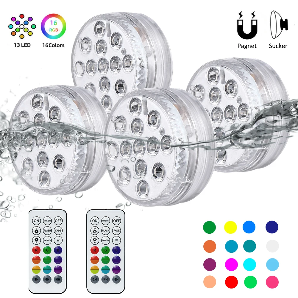 

13 Led Remote Controlled RGB Submersible Light Battery Operated Underwater Night Lamp Outdoor Vase Bowl Garden Party Decoration