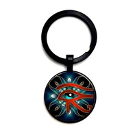 2020 ancient egyptian horus eye keychain classic egypt rune evil eye art printed glass cabochon key chain amulet for men women