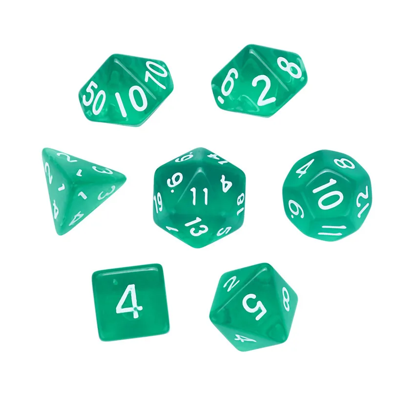 Mint green dice set 7 шт. игровой dnd Набор Игральных кубиков polyhedron D20 акриловая игра в кости happy freaky dice dados poliedricos dados de rpg 30A20 - Цвет: Mint green dice set