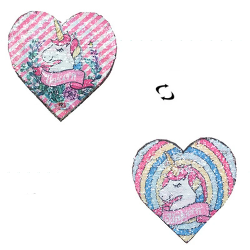 Радужная искусственная реверсивная цветная аппликация Волшебная лошадь блестки
