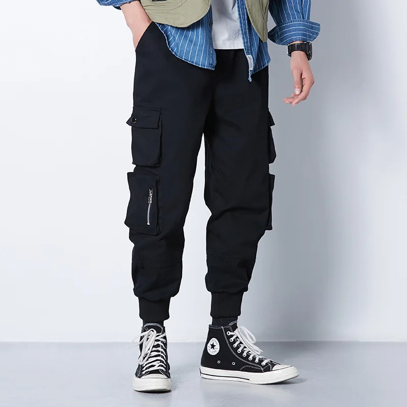 

Ribbons Harem Joggers Men Cargo Pants Streetwear 2021 Hip Hop Casual Pockets Track Pants Male Harajuku Fashion Trousers