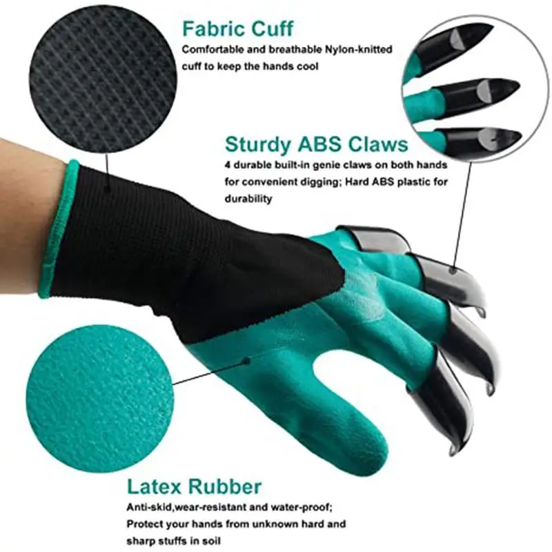 

1 Pair Planting Digging Protection Gloves Garden Genie Gloves With Claws Latex Gardening Flower Greenhouse Protective Gloves