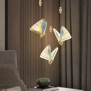 New Butterfly Bedside Pendant lamp Luxury Staircase Modern Minimalist Bedroom Hall Restaurant Art Lamp Living Decoration