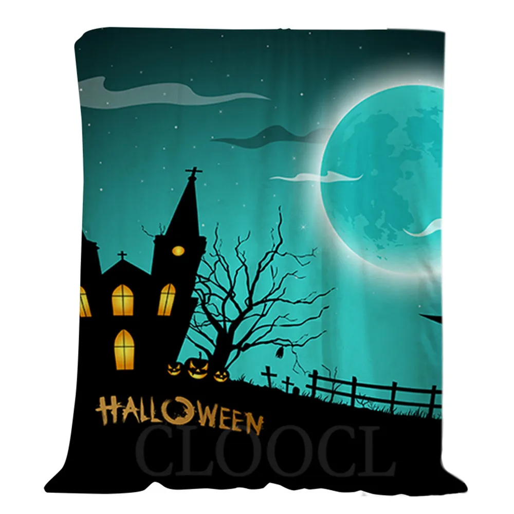 

Фланелевые одеяла hxхэллоуин, одеяло с 3D рисунком замка, Луны, мертвой елки, праздничные ранние подарки, смешные плюшевые одеяла, сохраняющие тепло