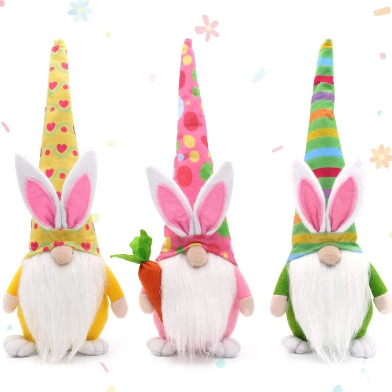 

40cm Easter Bunny Gnome Decoration Rabbit Faceless Doll Plush Easter Tomte Dwarf Easter Decorations For Home Kids Toys