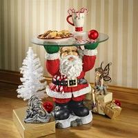 santa claus sculptural glass topped holiday table resin ornament christmas home living room decoration home craft holiday table