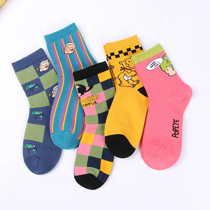 Женские носки Осень зима 2019 женские с мультяшным рисунком в стиле Харадзюку