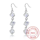 Оптовая продажа, серьги из стерлингового серебра 925 пробы, свадебные ювелирные аксессуары, модные длинные клетчатые серьги с белым узором для женщин 2020