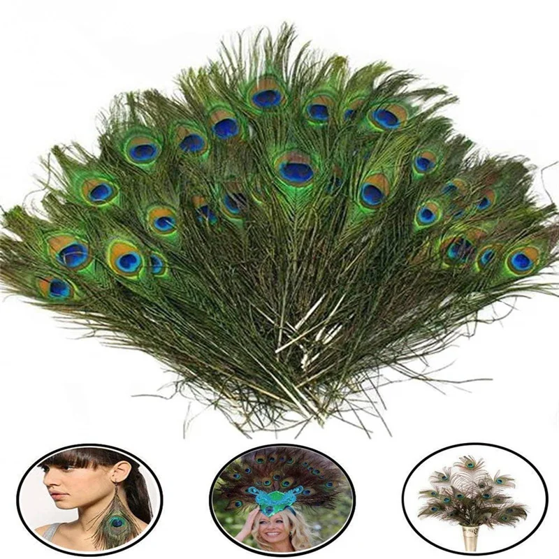 wholesale 1000pcs/lot Natural peacock feather 25-32cm DIY feathers for Crafts wedding party jewelry Home vase plumas Accessories | Дом и сад