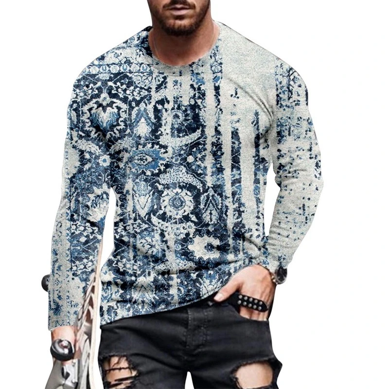 Футболка мужская с длинным рукавом и 3D-принтом свободного покроя | Мужская одежда